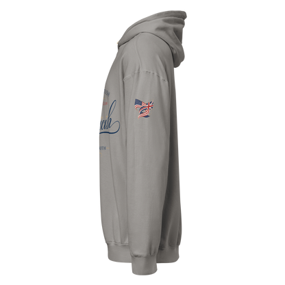 Americish Script Proudly Both Unisex garment-dyed lightweight hoodie | Americish