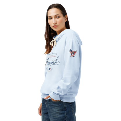 Americish Script Proudly Both Unisex garment-dyed lightweight hoodie | Americish