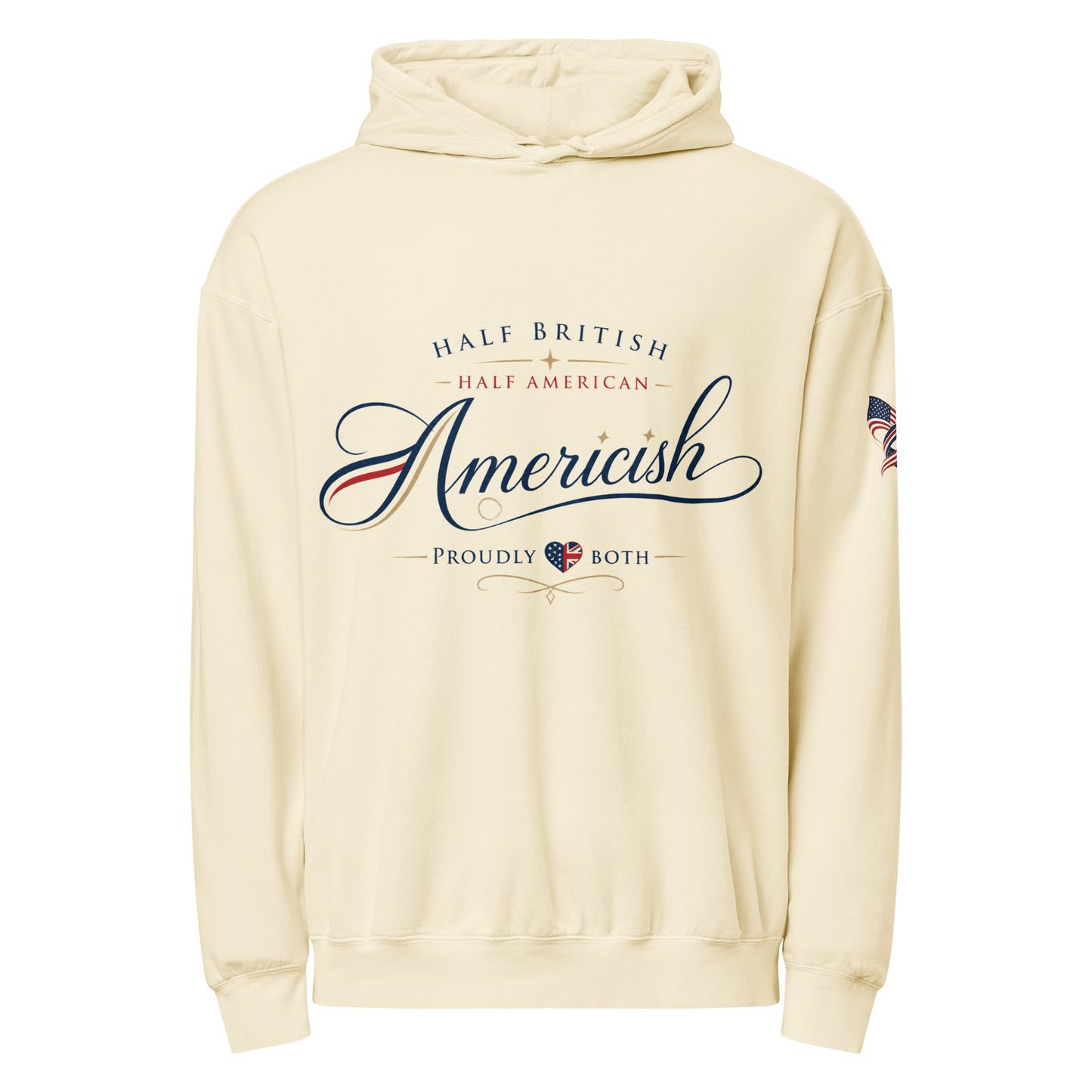 Americish Script Proudly Both Unisex garment-dyed lightweight hoodie | Americish