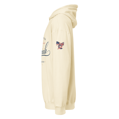Americish Script Proudly Both Unisex garment-dyed lightweight hoodie | Americish