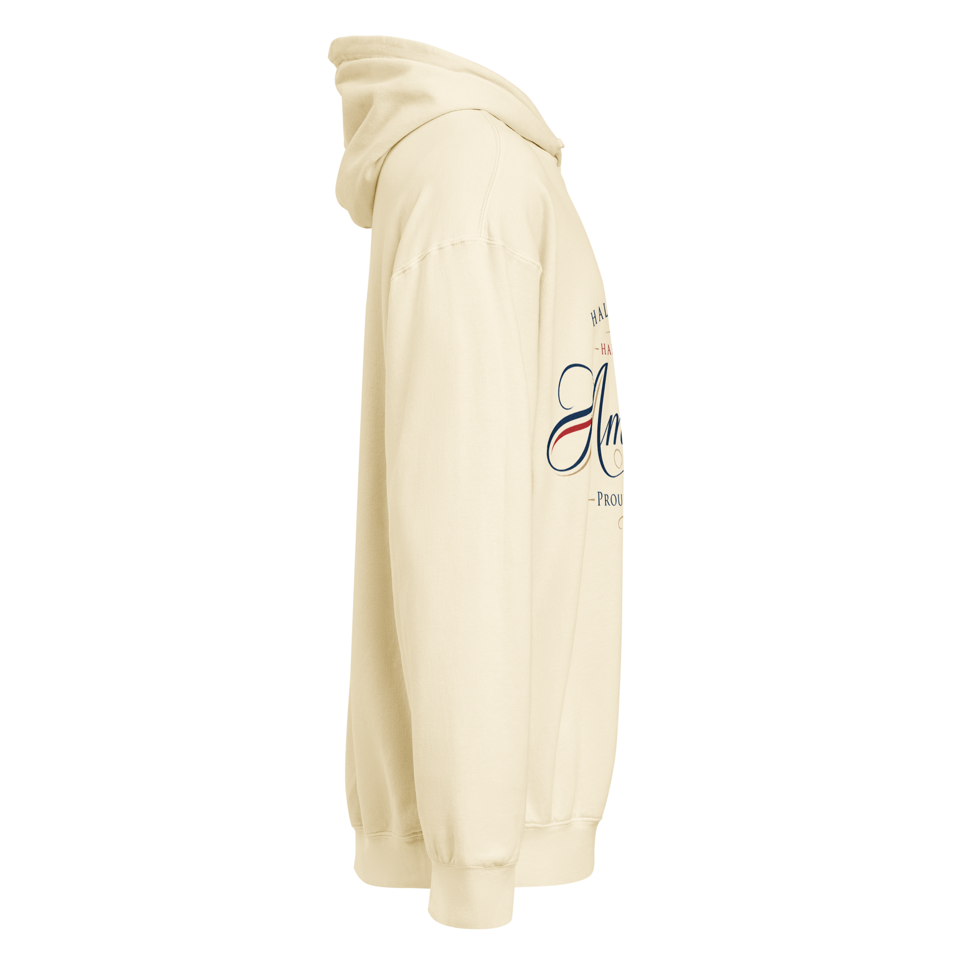 Americish Script Proudly Both Unisex garment-dyed lightweight hoodie | Americish
