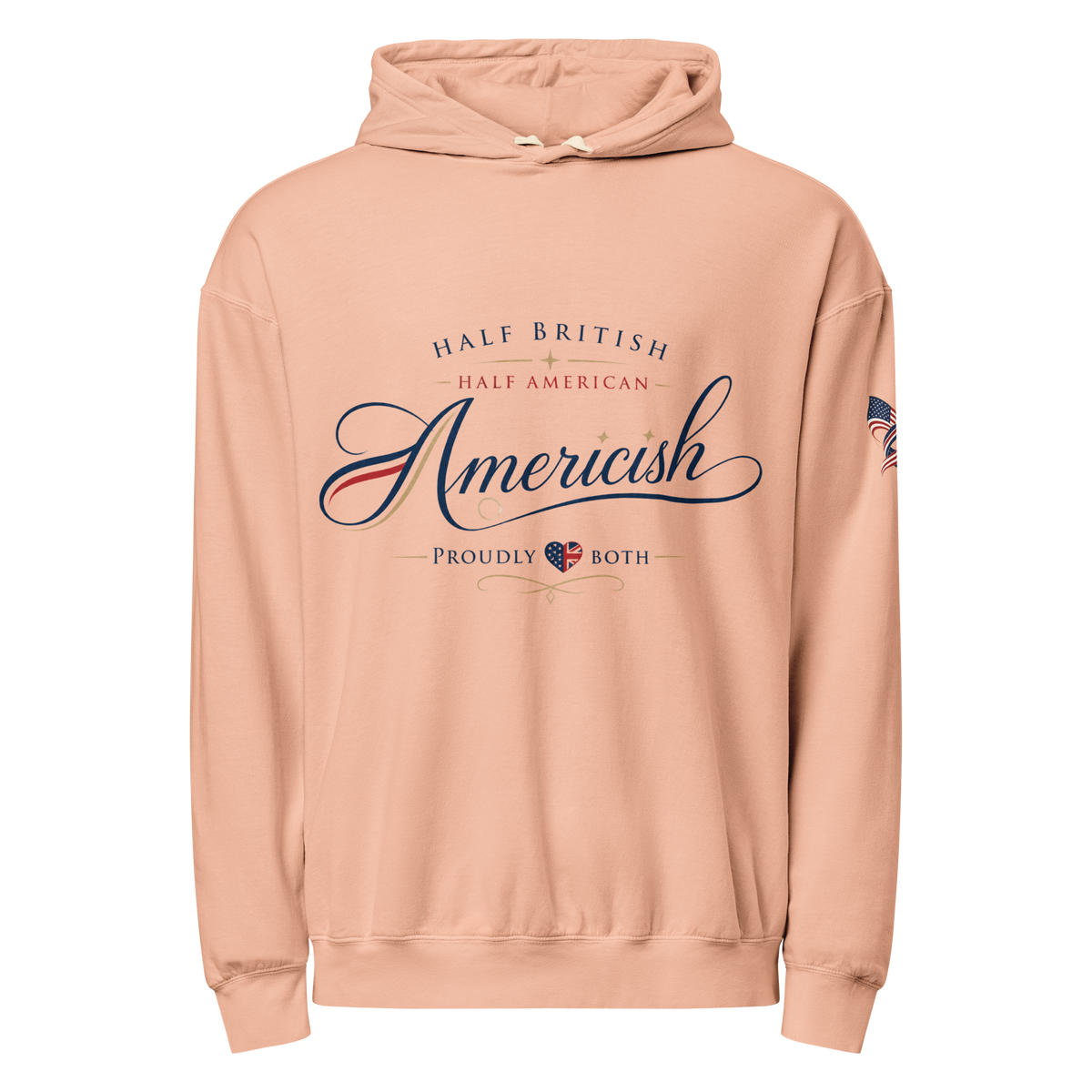 Americish Script Proudly Both Unisex garment-dyed lightweight hoodie | Americish