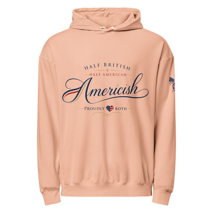 Americish Script Proudly Both Unisex garment-dyed lightweight hoodie | Americish