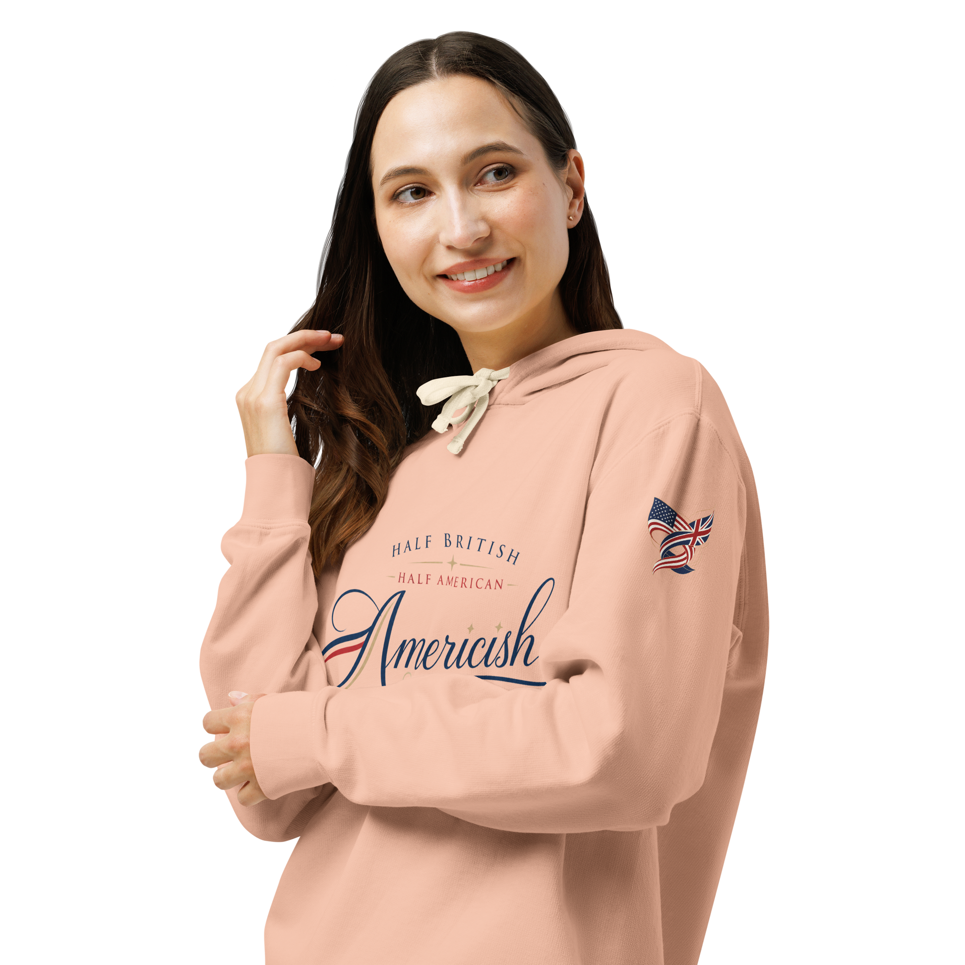 Americish Script Proudly Both Unisex garment-dyed lightweight hoodie | Americish
