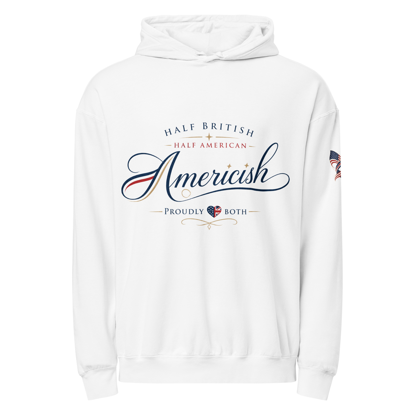 Americish Script Proudly Both Unisex garment-dyed lightweight hoodie | Americish