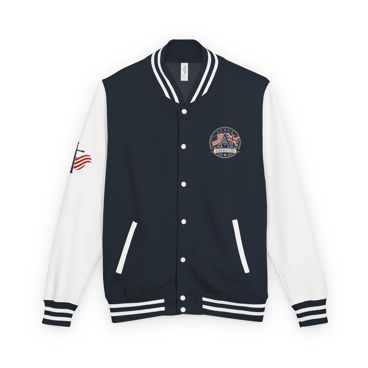 Americish Collage Cross-Navy-Letterman Jacket Mens | Americish