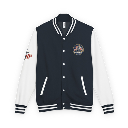 Americish Collage Cross-Navy-Letterman Jacket Mens | Americish