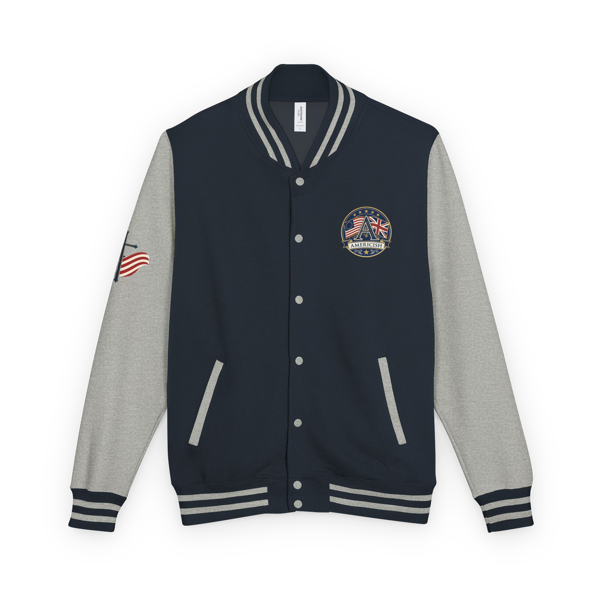 Americish Collage Cross-Navy-Letterman Jacket Mens | Americish