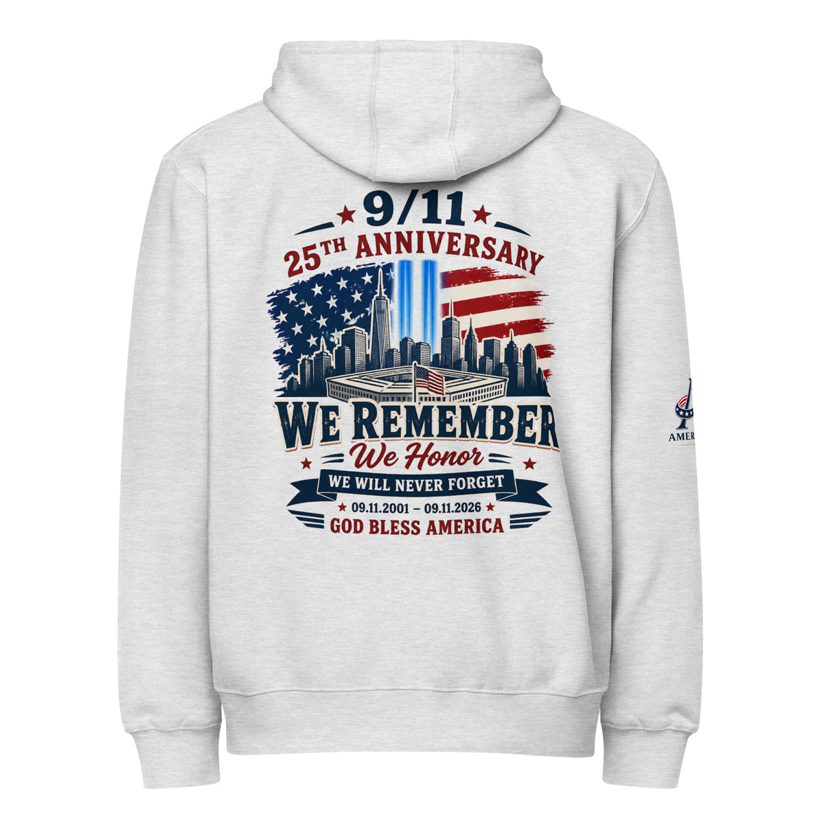 9/11-25th We Remember We Honor Premium Full Zip Hoodie | Americish