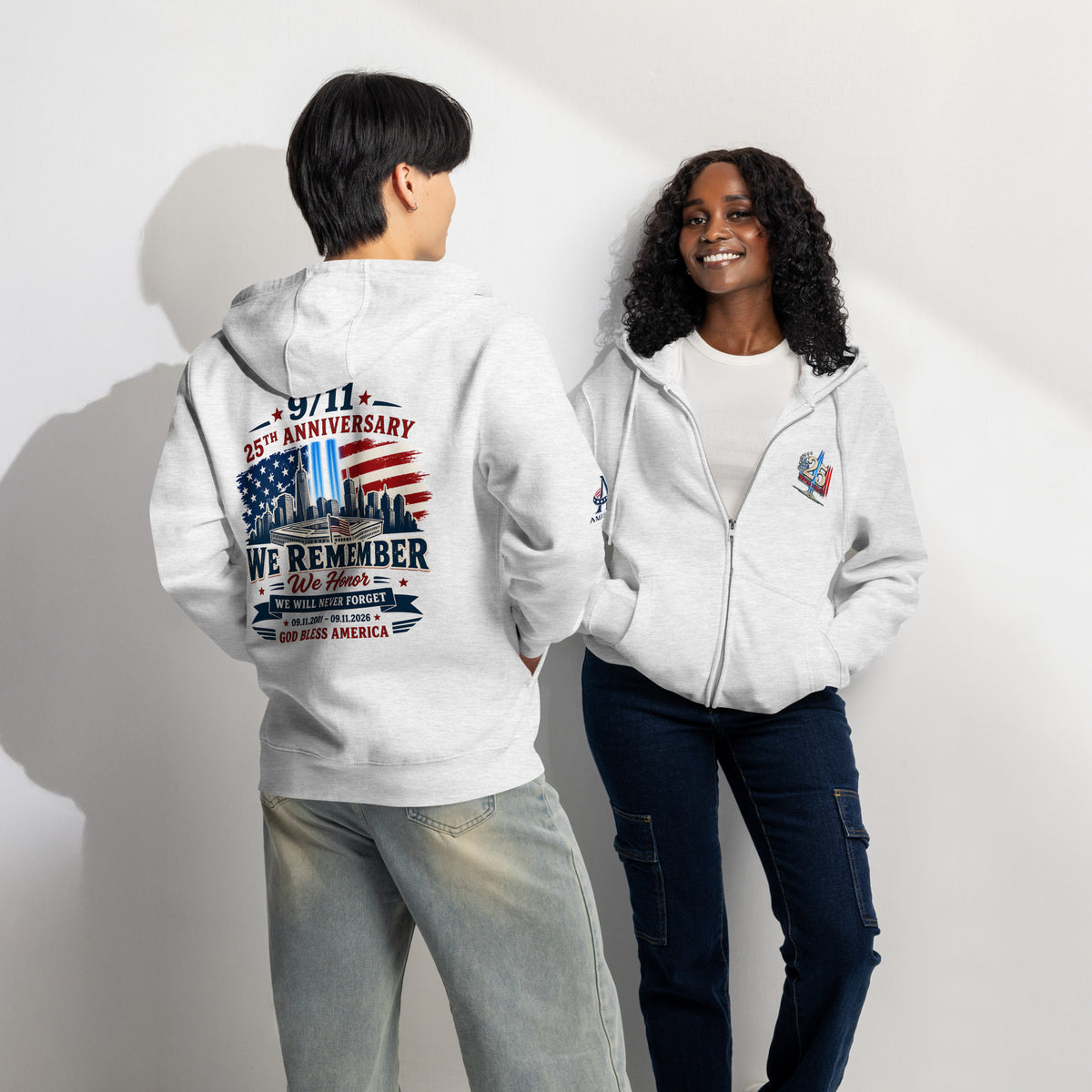 9/11-25th We Remember We Honor Premium Full Zip Hoodie | Americish