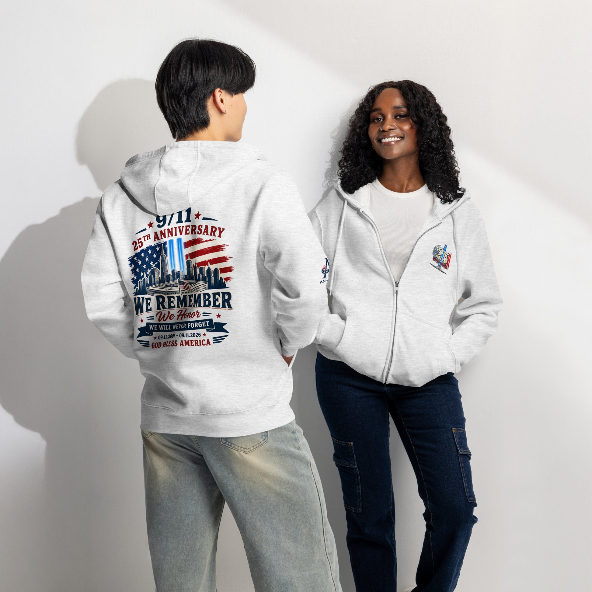 9/11-25th We Remember We Honor Premium Full Zip Hoodie | Americish
