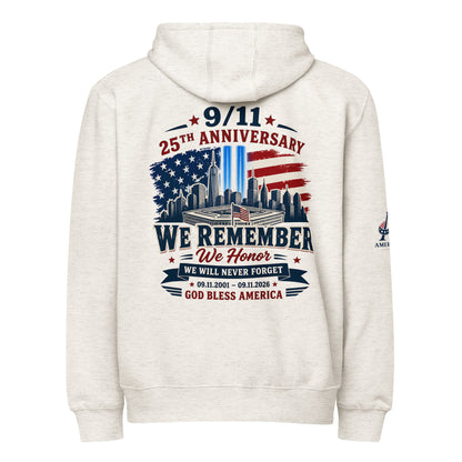 9/11-25th We Remember We Honor Premium Full Zip Hoodie | Americish