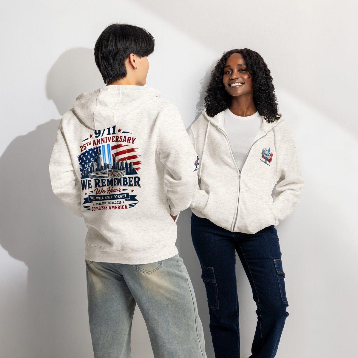 9/11-25th We Remember We Honor Premium Full Zip Hoodie | Americish