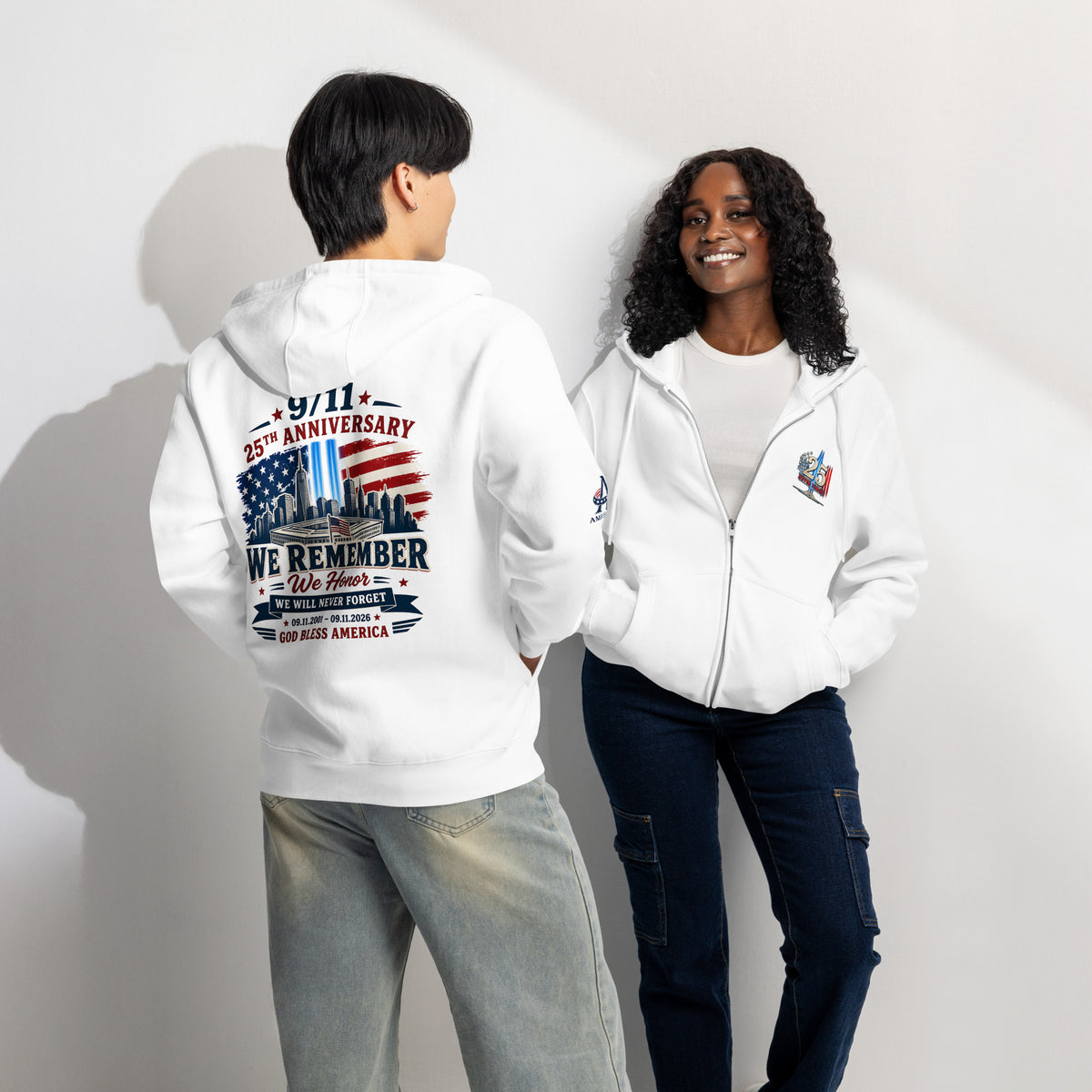 9/11-25th We Remember We Honor Premium Full Zip Hoodie | Americish