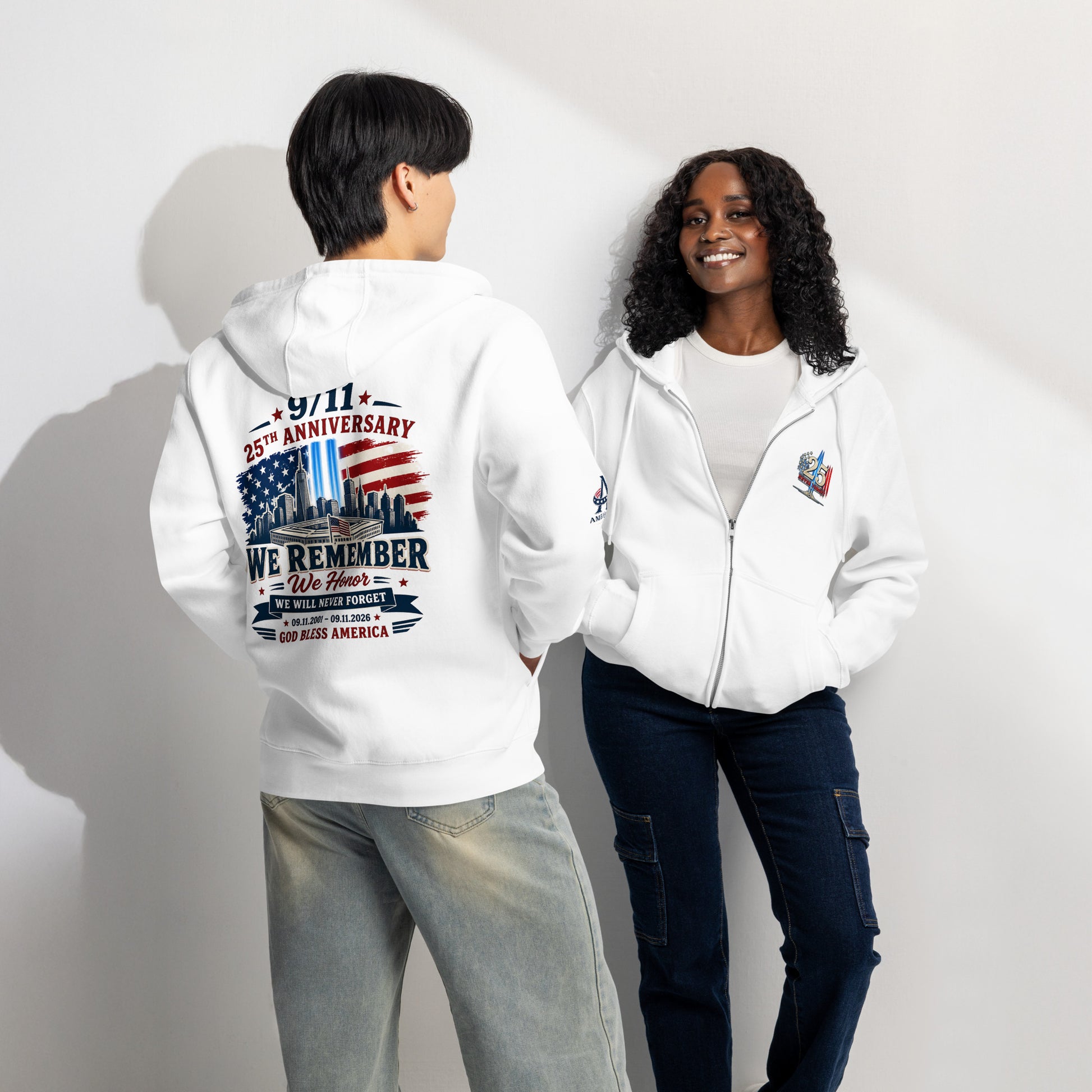 9/11-25th We Remember We Honor Premium Full Zip Hoodie | Americish