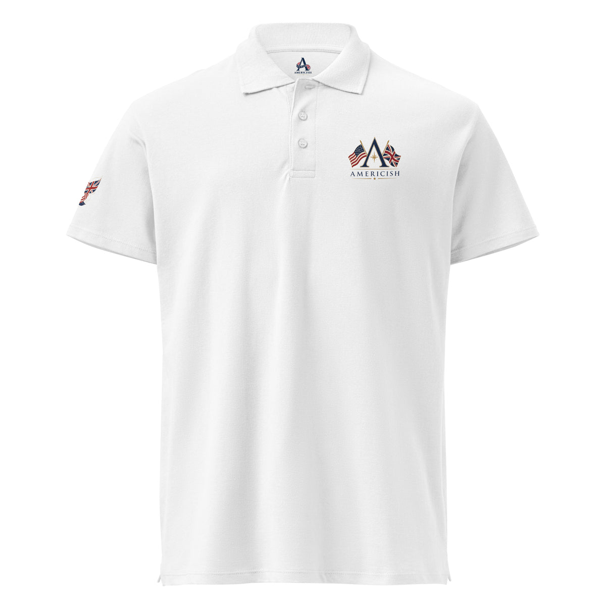 Americish Logo w/Flags Premium pique polo shirt | Americish
