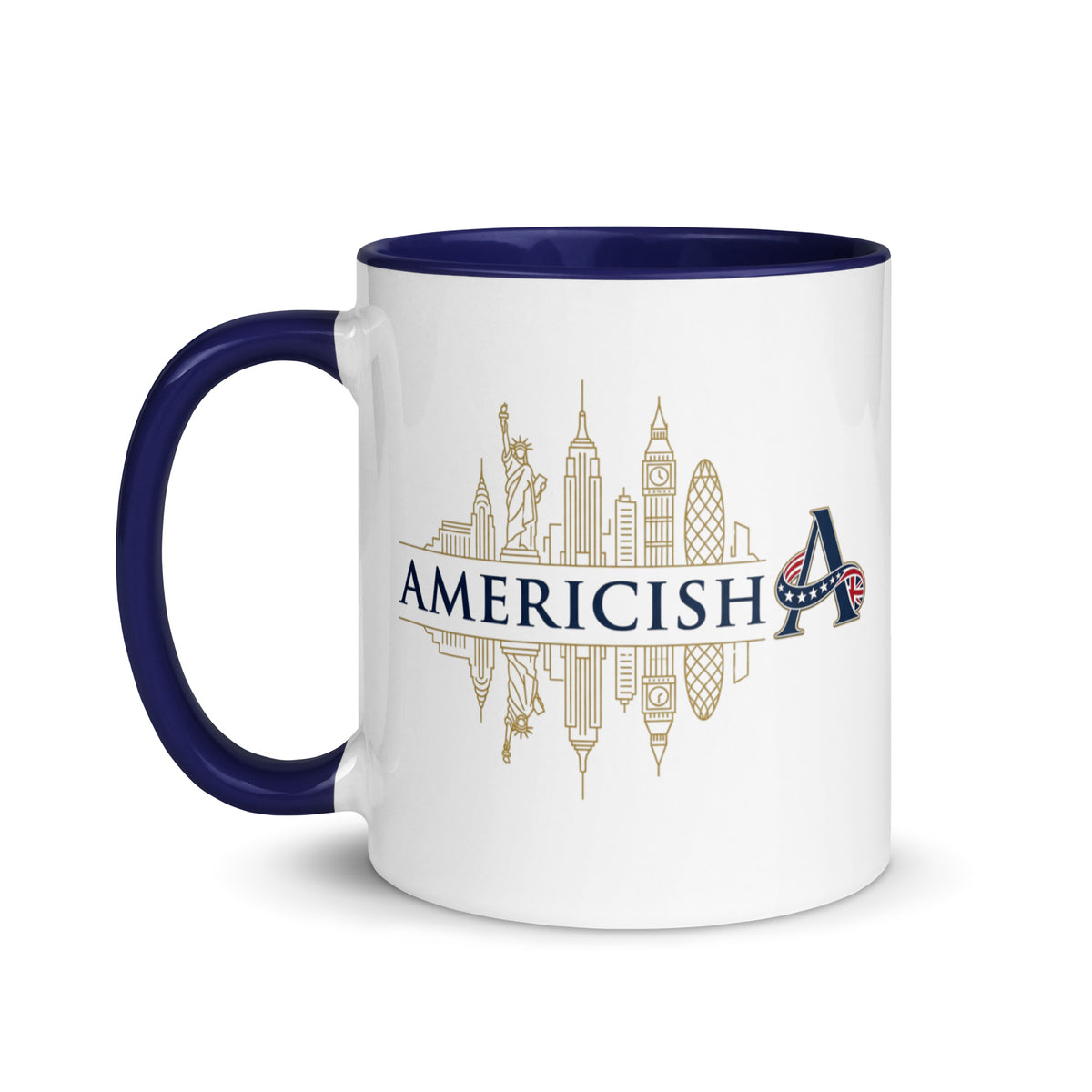 Americish Gold Skylines Mug with Navy Blue Inside | Americish
