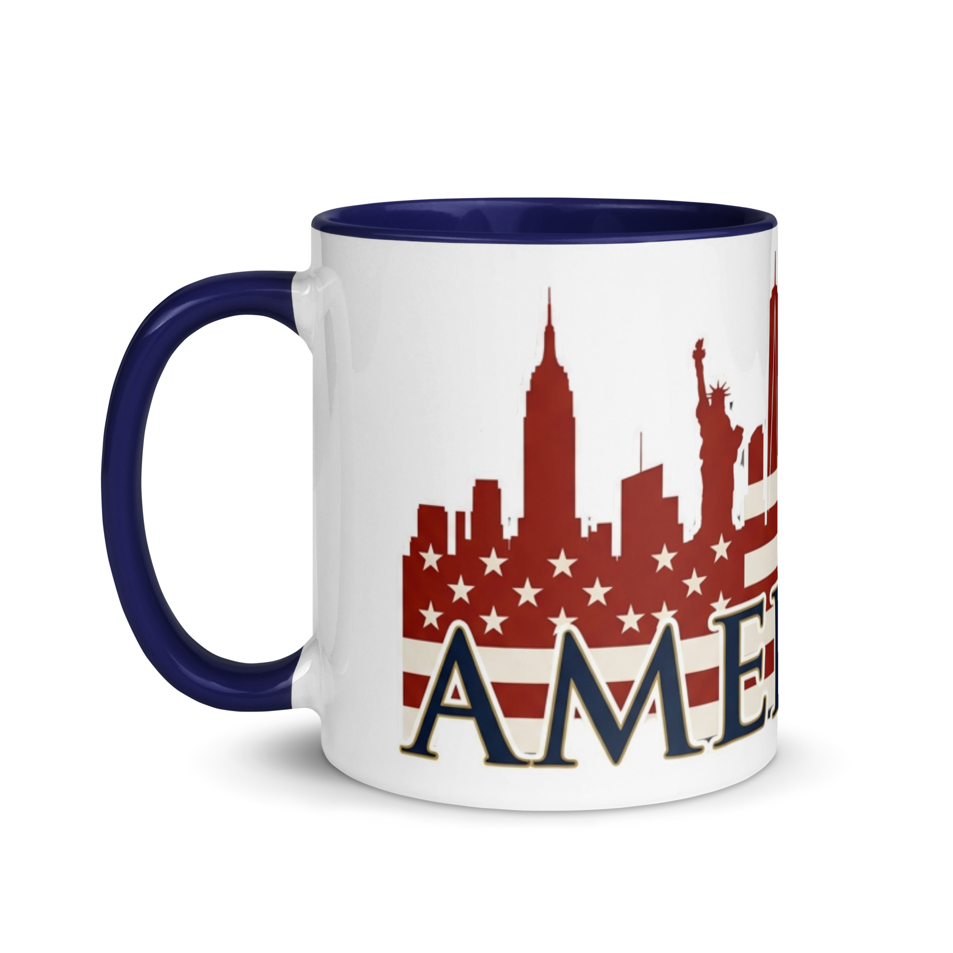 Americish Skylines Patriotic Mug w/ Navy Blue Inside | Americish