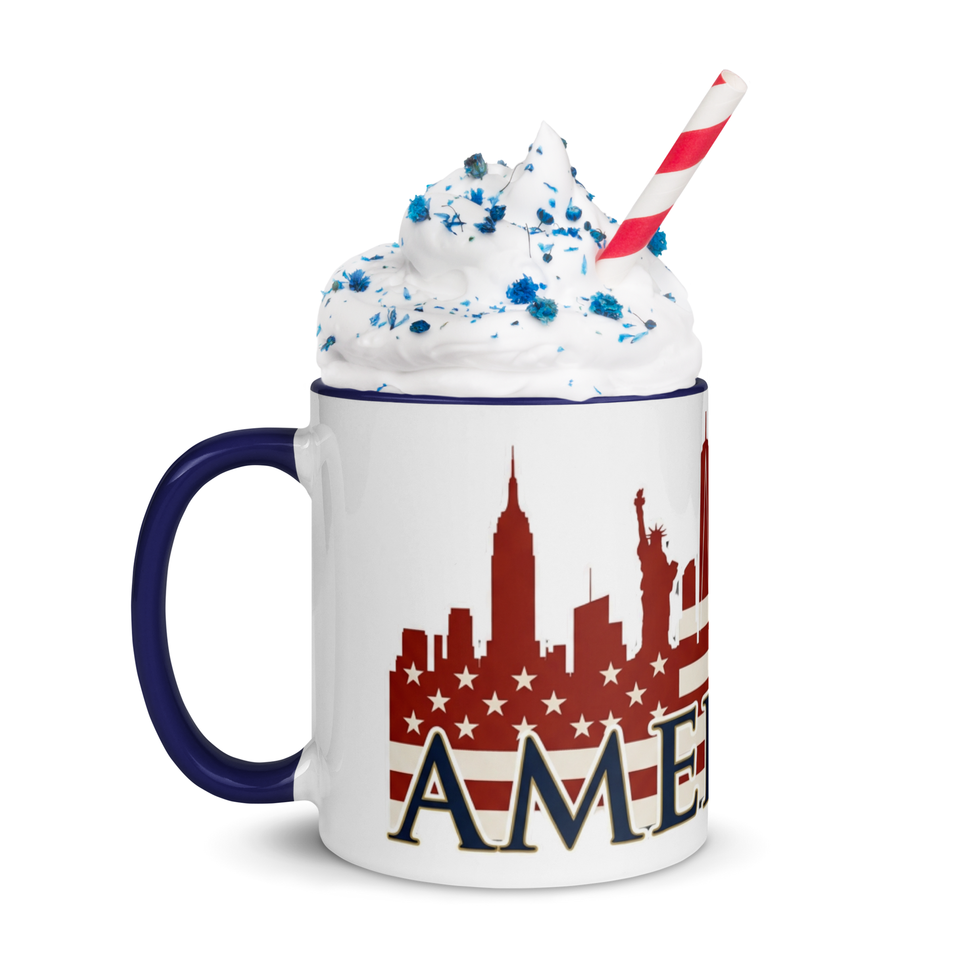 Americish Skylines Patriotic Mug w/ Navy Blue Inside | Americish