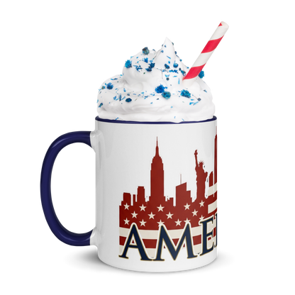 Americish Skylines Patriotic Mug w/ Navy Blue Inside | Americish
