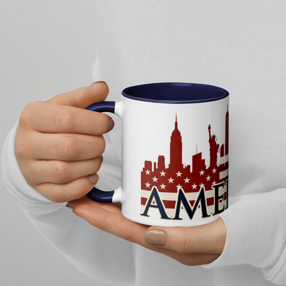 Americish Skylines Patriotic Mug w/ Navy Blue Inside | Americish
