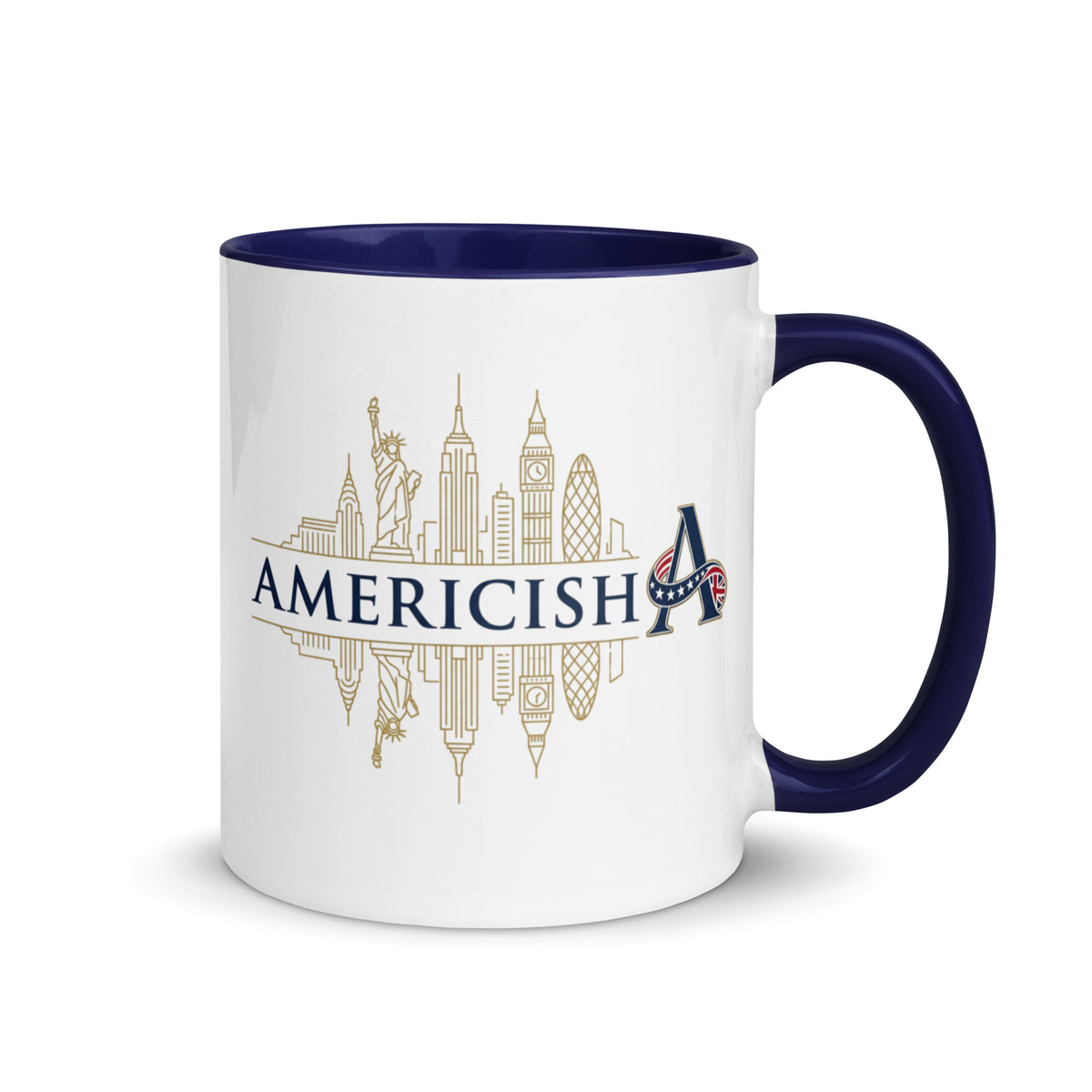 Americish Gold Skylines Mug with Navy Blue Inside | Americish