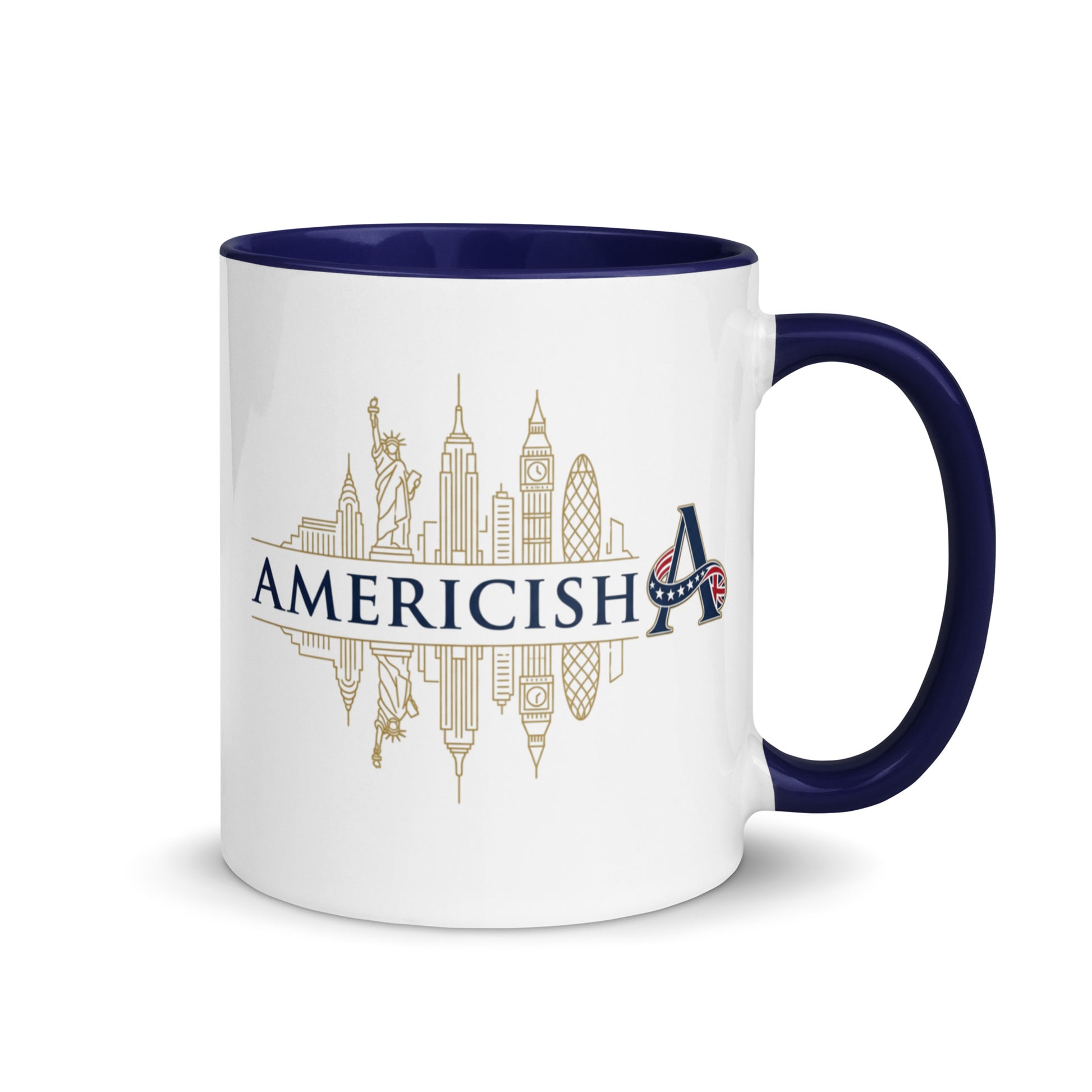 Americish Gold Skylines Mug with Navy Blue Inside | Americish