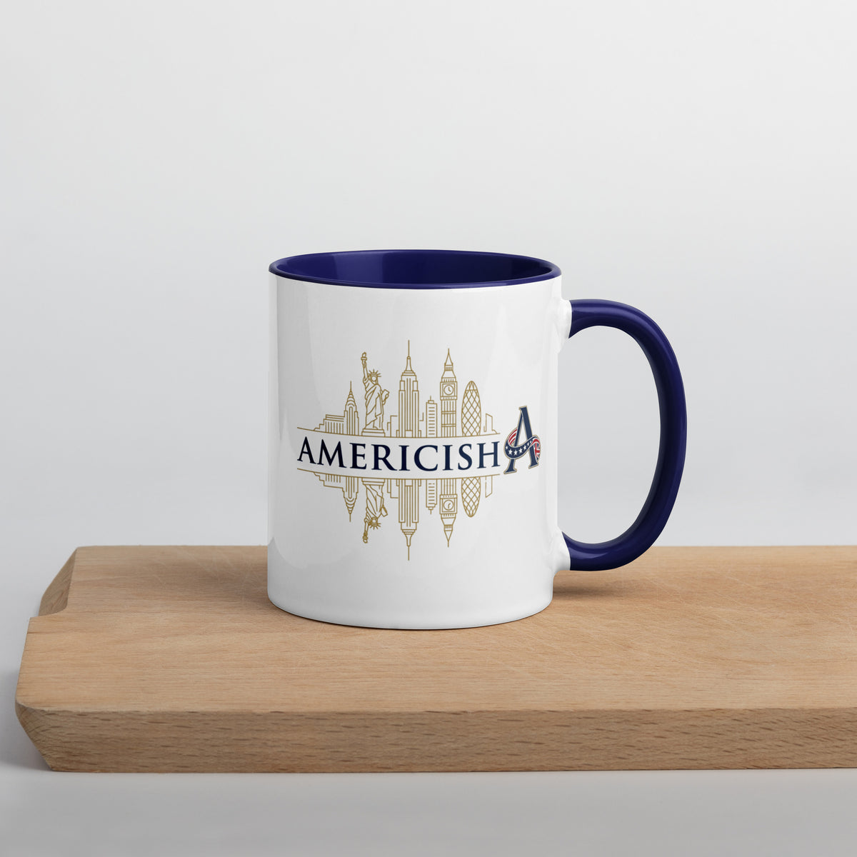 Americish Gold Skylines Mug with Navy Blue Inside | Americish