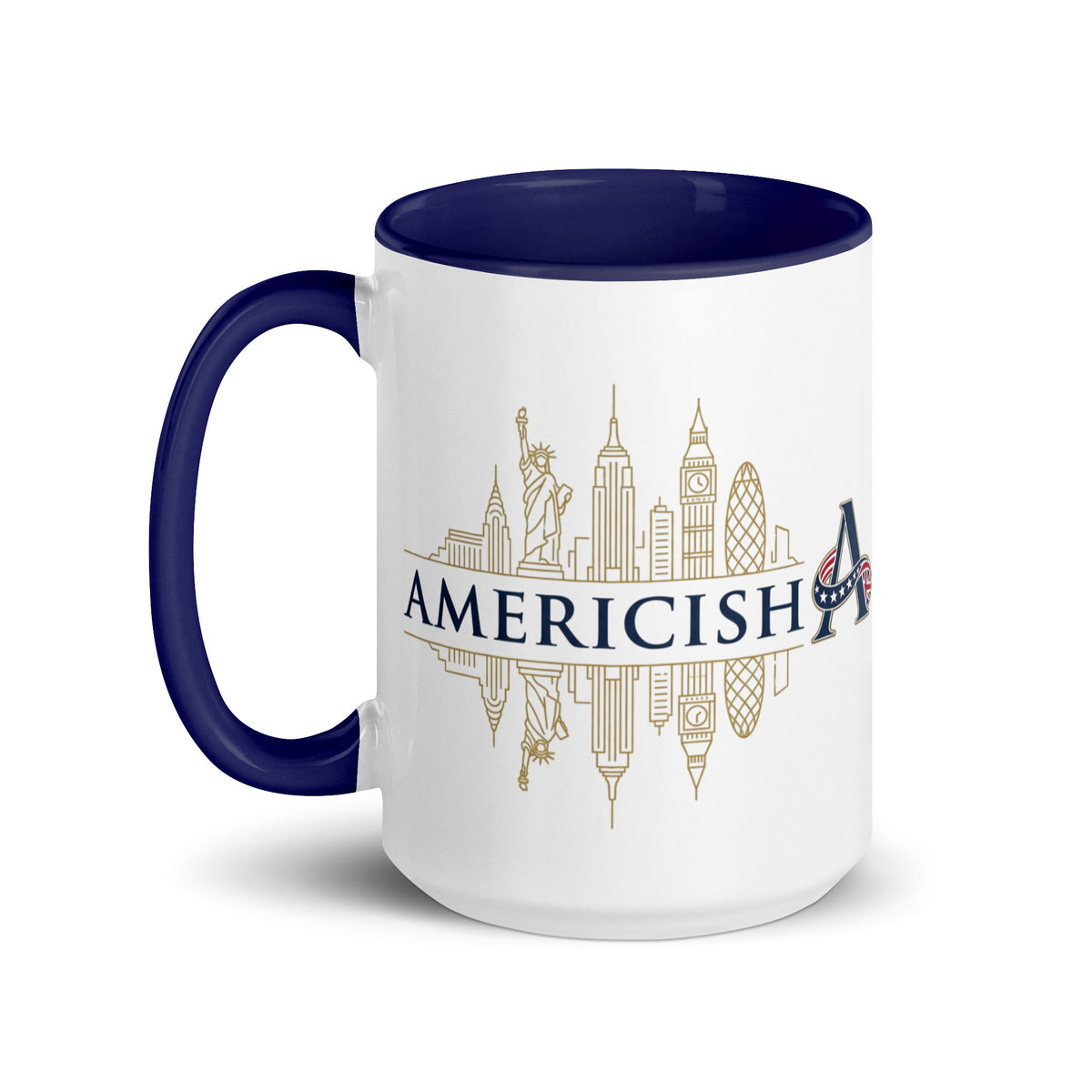 Americish Gold Skylines Mug with Navy Blue Inside | Americish