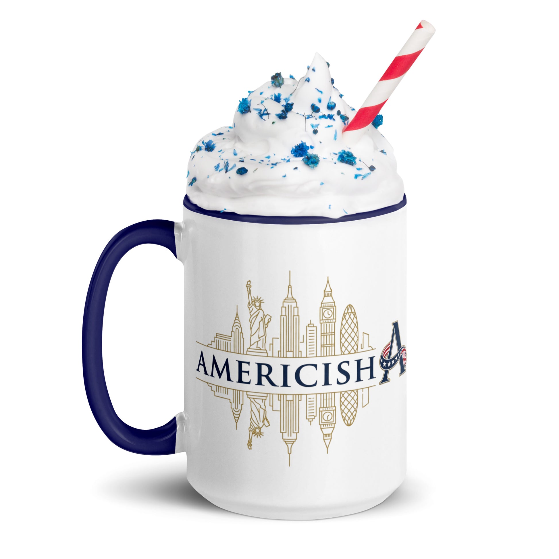 Americish Gold Skylines Mug with Navy Blue Inside | Americish