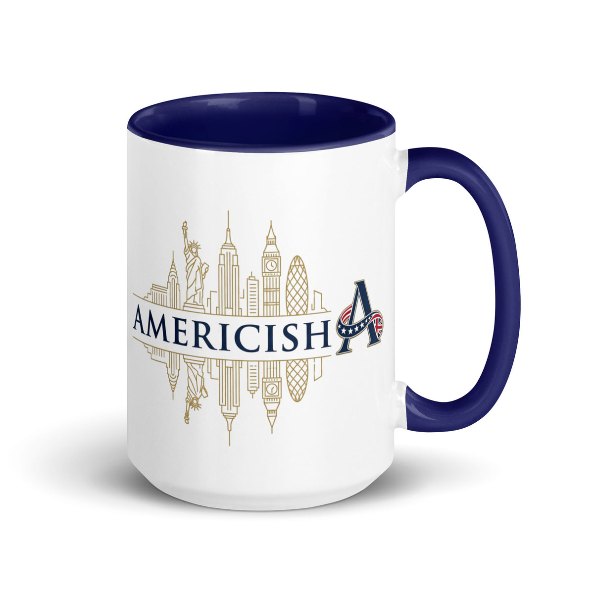 Americish Gold Skylines Mug with Navy Blue Inside | Americish