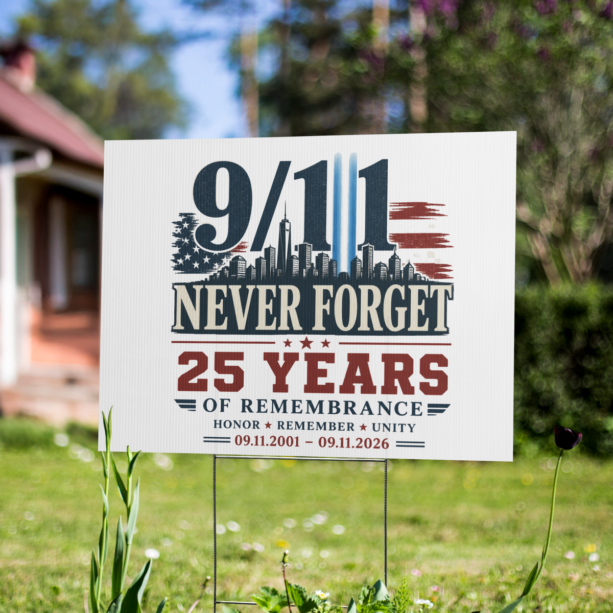 9/11 Never Forget 25 Yrs Yard sign | Americish