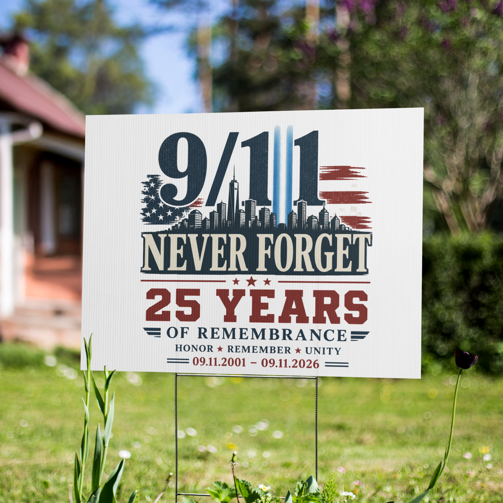 9/11 Never Forget 25 Yrs Yard sign | Americish